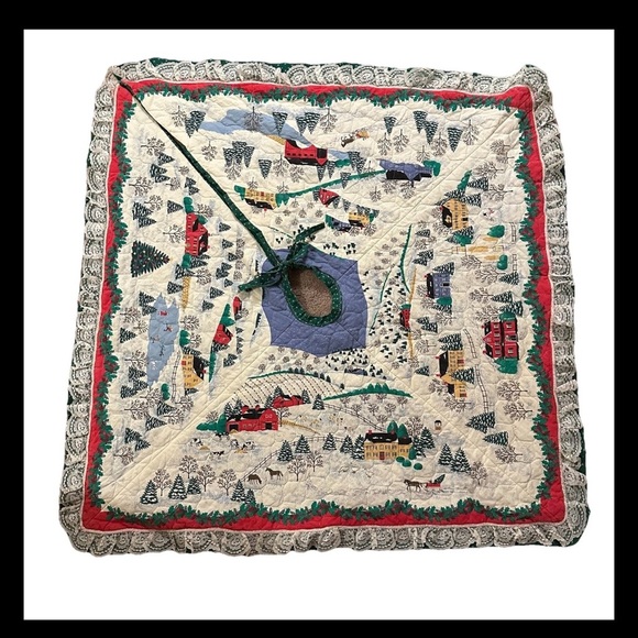 unbranded Other - Vintage Heart of Country Christmas Quilted Reversible Tree Skirt